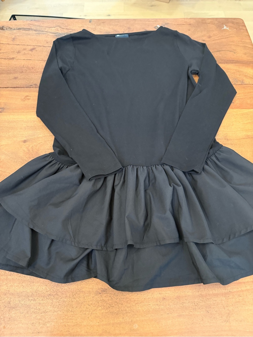 ASOS Black Long-Sleeve Tiered Fit-and-Flare Dress